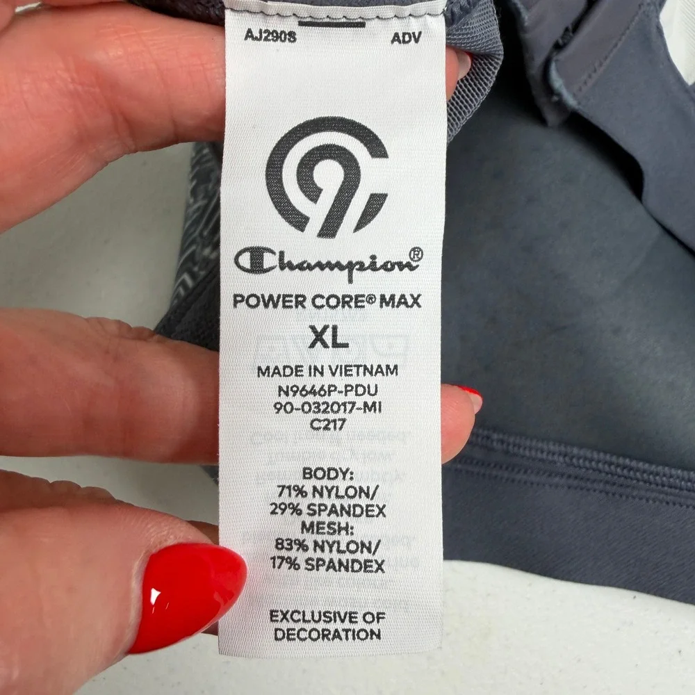 Champion C9 XL Sports Bra Power Core Max Gray Geometric Maximum Support NEW